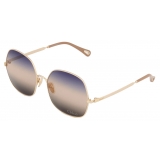 Chloé - Aly Sunglasses - Gold Blue Beige Brown - Chloé Eyewear