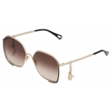 Chloé - Chloé Charms Sunglasses - Gold Black Brown Gradient - Chloé Eyewear