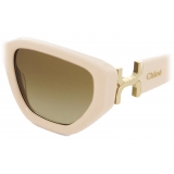 Chloé - Marcie Sunglasses - Rose Ivory Brown Ochre - Chloé Eyewear