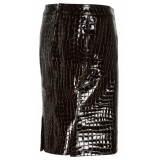 Tom Ford - Dark Chocolate Glossy Skirt - Tom Ford Exclusive Luxury Collection