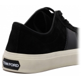 Tom Ford - Sneakers con Toppa con Logo Nero e Crema - Tom Ford Exclusive Luxury Collection