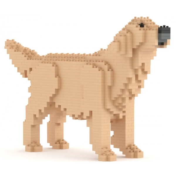 Jekca - Golden Retriever 02-M03 - Big - Lego - Sculpture - Construction - 4D - Brick Animals - Toys