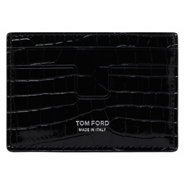 Tom Ford - Black Calf Leather in Cocco Print Effect - Tom Ford Exclusive Luxury Collection