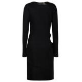 Tom Ford - Black Leather Cut Out Long Sleeved Dress - Tom Ford Exclusive Luxury Collection