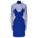 Tom Ford - Cobalt Blue Illusion Mesh Panel Mini Dress - Tom Ford Exclusive Luxury Collection