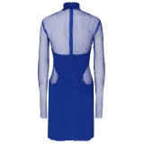 Tom Ford - Cobalt Blue Illusion Mesh Panel Mini Dress - Tom Ford Exclusive Luxury Collection