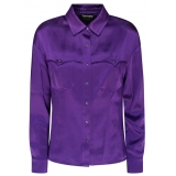 Tom Ford - Camicia in Raso Viola in Stile Western - Tom Ford Exclusive Luxury Collection