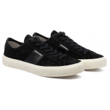 Tom Ford - Sneakers con Toppa con Logo Nero e Crema - Tom Ford Exclusive Luxury Collection