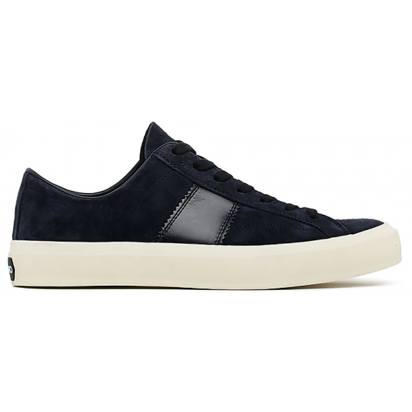 Tom Ford - Sneakers con Toppa con Logo Blu e Crema - Tom Ford Exclusive Luxury Collection