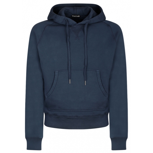 Tom Ford - Dark Blue Cotton Drawstring Hoodie - Tom Ford Exclusive Luxury Collection