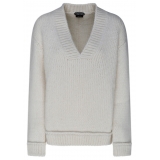 Tom Ford - Maglione con Scollo a V in Alpaca Gesso - Tom Ford Exclusive Luxury Collection