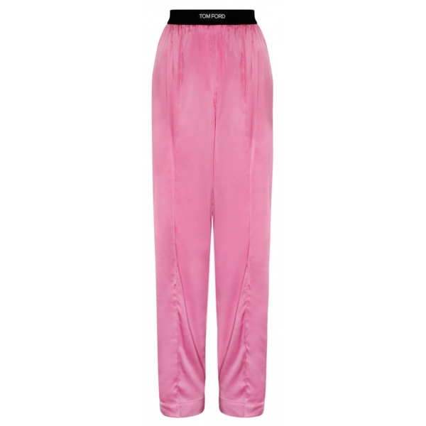 Tom Ford - Pantaloni da Pigiama in Raso di Seta Elasticizzata Rose Bloom - Tom Ford Exclusive Luxury Collection