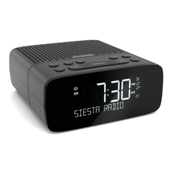 Pure - Siesta S2 - Graphite - Digital and FM Alarm Clock Radio with CrystalVue Display - High Quality Digital Radio