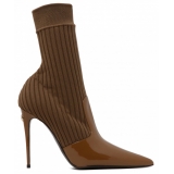 Dolce & Gabbana - Caramel Brown Calf Leather Ankle Boots - Dolce & Gabbana Exclusive Luxury Collection