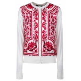 Dolce & Gabbana - Cardigan Fucsia Stampa Maiolica - Dolce & Gabbana Exclusive Luxury Collection