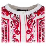 Dolce & Gabbana - Cardigan Fucsia Stampa Maiolica - Dolce & Gabbana Exclusive Luxury Collection