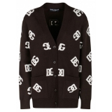 Dolce & Gabbana - Cardigan Monogram DG Marrone e Bianco - Dolce & Gabbana Exclusive Luxury Collection