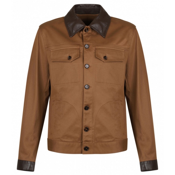 Dolce & Gabbana - Brown Leather Detailing Jacket - Dolce & Gabbana Exclusive Luxury Collection