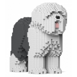 Jekca - Old English Sheepdog 01-M02 - Big - Lego - Scultura - Costruzione - 4D - Animali di Mattoncini - Toys