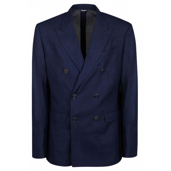 Dolce & Gabbana - Blazer Doppiopetto in Lana Blu - Dolce & Gabbana Exclusive Luxury Collection