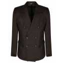 Dolce & Gabbana - Blazer Doppiopetto in Lino Marrone - Dolce & Gabbana Exclusive Luxury Collection