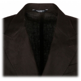 Dolce & Gabbana - Blazer Doppiopetto in Lino Marrone - Dolce & Gabbana Exclusive Luxury Collection