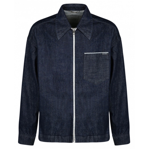 Dolce & Gabbana - Blue Selvedge Denim Blouse With Zipper - Dolce & Gabbana Exclusive Luxury Collection