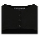 Dolce & Gabbana - Black Stretch Design Cropped Cardigan - Dolce & Gabbana Exclusive Luxury Collection