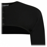 Dolce & Gabbana - Black Stretch Design Cropped Cardigan - Dolce & Gabbana Exclusive Luxury Collection