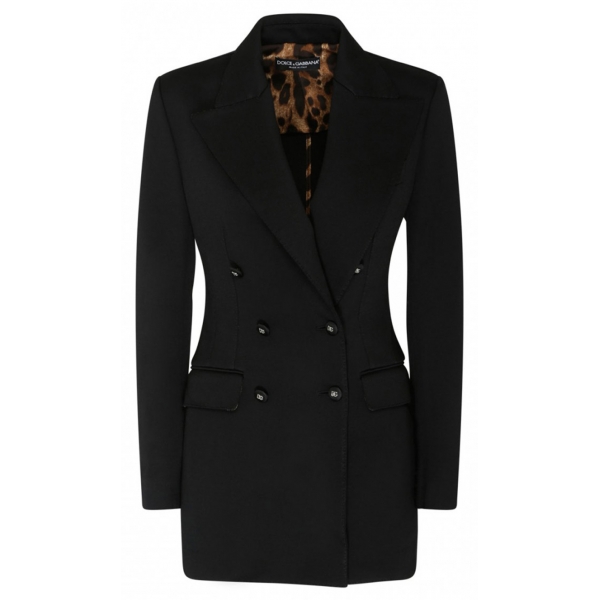 Dolce & Gabbana - Blazer Su Misura in Jersey di Viscosa Elasticizzato Nero - Dolce & Gabbana Exclusive Luxury Collection