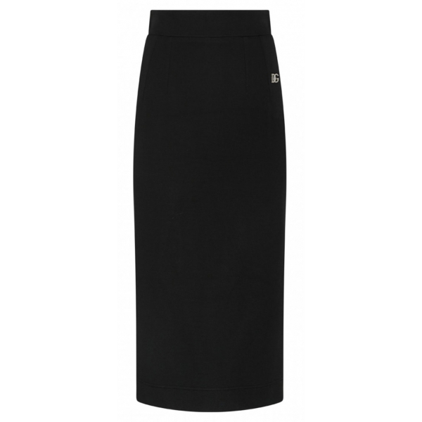 Dolce & Gabbana - Black Stretch Design Pencil Midi Skirt - Dolce & Gabbana Exclusive Luxury Collection