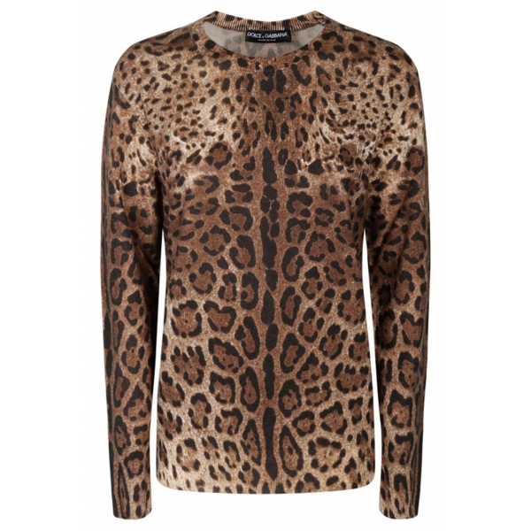 Dolce & Gabbana - Animalier Brown Cashmere Sweater - Dolce & Gabbana Exclusive Luxury Collection