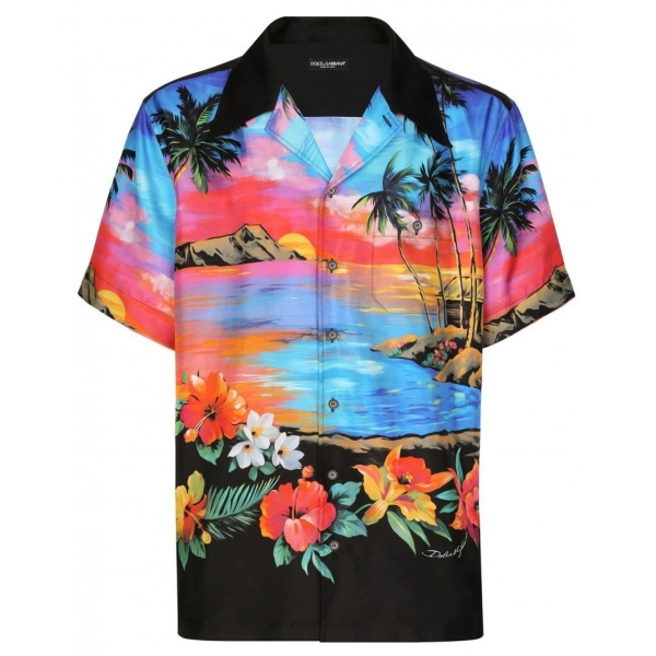 Dolce & Gabbana - Hawaii Silk Graphic Print Short Sleeve Shirt - Dolce & Gabbana Exclusive Luxury Collection