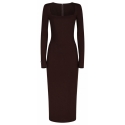 Dolce & Gabbana - Abito Midi in Jersey Marrone Scuro - Dolce & Gabbana Exclusive Luxury Collection