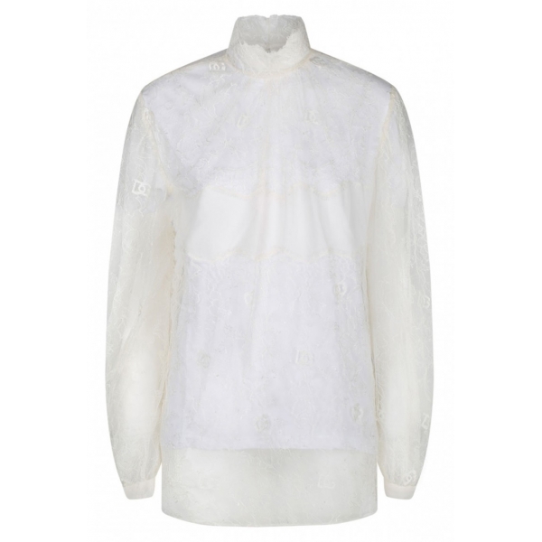 Dolce & Gabbana - White Sheer Lace Blouse - Dolce & Gabbana Exclusive Luxury Collection