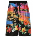 Dolce & Gabbana - Black and Multicolour Silk Graphic Print Shorts - Dolce & Gabbana Exclusive Luxury Collection