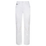 Dolce & Gabbana - Pantaloni con Dettagli in Pizzo Bianco - Dolce & Gabbana Exclusive Luxury Collection