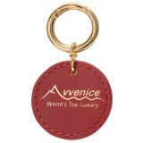 Avvenice - Premium Leather Pendant - Red - Keychain - Handmade in Italy - Exclusive Luxury Collection