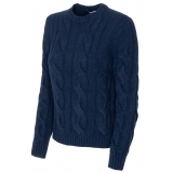 Avvenice - Heaven - Woman Loro Piana Cashmere Sweater - Blue - Knitwear - Luxury Exclusive Collection