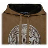 Dolce & Gabbana - Sand Brown Cotton Logo Print Hoodie - Dolce & Gabbana Exclusive Luxury Collection