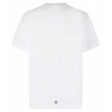 Givenchy - T-Shirt con Stampa Logo Strass Cotone Bianco - Givenchy Exclusive Luxury Collection