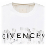 Givenchy - T-Shirt con Stampa Logo Strass Cotone Bianco - Givenchy Exclusive Luxury Collection