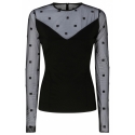 Givenchy - Black Milano Stitch Top with 4G Tulle - Givenchy Exclusive Luxury Collection