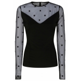 Givenchy - Black Milano Stitch Top with 4G Tulle - Givenchy Exclusive Luxury Collection