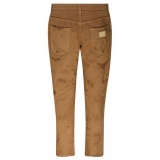 Dolce & Gabbana - Light Brown Cotton Ripped Slim Fit Jeans - Dolce & Gabbana Exclusive Luxury Collection