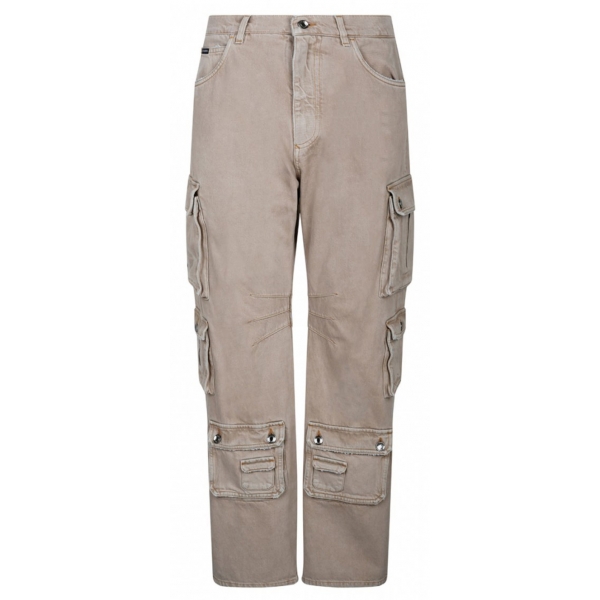 Dolce & Gabbana - Beige Cotton Cargo Trousers - Dolce & Gabbana Exclusive Luxury Collection