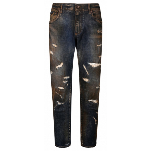 Dolce & Gabbana - Black Cotton Bleached Effect Jeans - Dolce & Gabbana Exclusive Luxury Collection