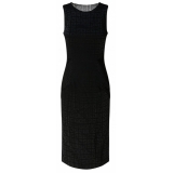 Givenchy - Abito in Jacquard Nero 4G con Tulle e Drappeggio - Givenchy Exclusive Luxury Collection