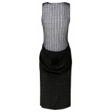 Givenchy - Black 4G Jacquard with Tulle and Drape Dress - Givenchy Exclusive Luxury Collection