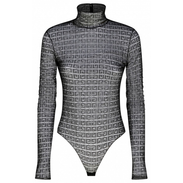 Givenchy - Black 4G Motif Transparent Lace Bodysuit - Givenchy Exclusive Luxury Collection